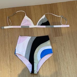 Mara Hoffman Juniper High-Waisted Bikini Set, Modern Geometric Print